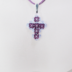 Pendant 30cm - Trina-Mauve Suedine - Pendant 30cm - Laiton argenté